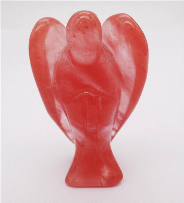50x30x19mm Red Cherry Quartz Carved Angel Statue Reiki Healing Decoration HH8101