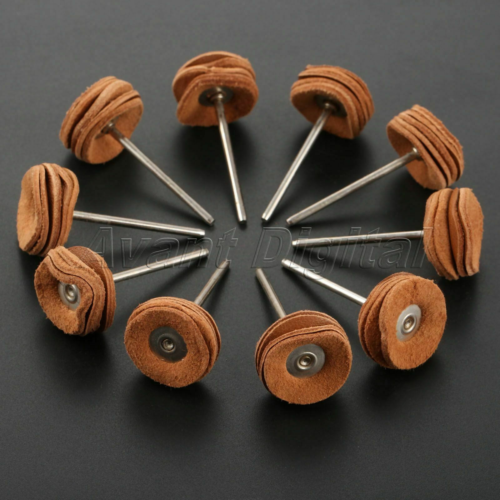 22mm Round Leather Buffing Wheel Polishing Jade Jewelry Rotary Tool 2.35mm Shank