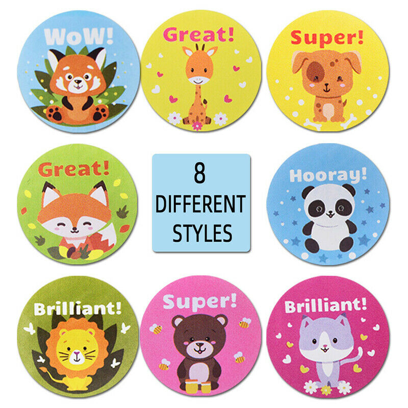 500pcs/roll Cartoon Animals Stickers Reward Words Stickers for Student Ki.l8