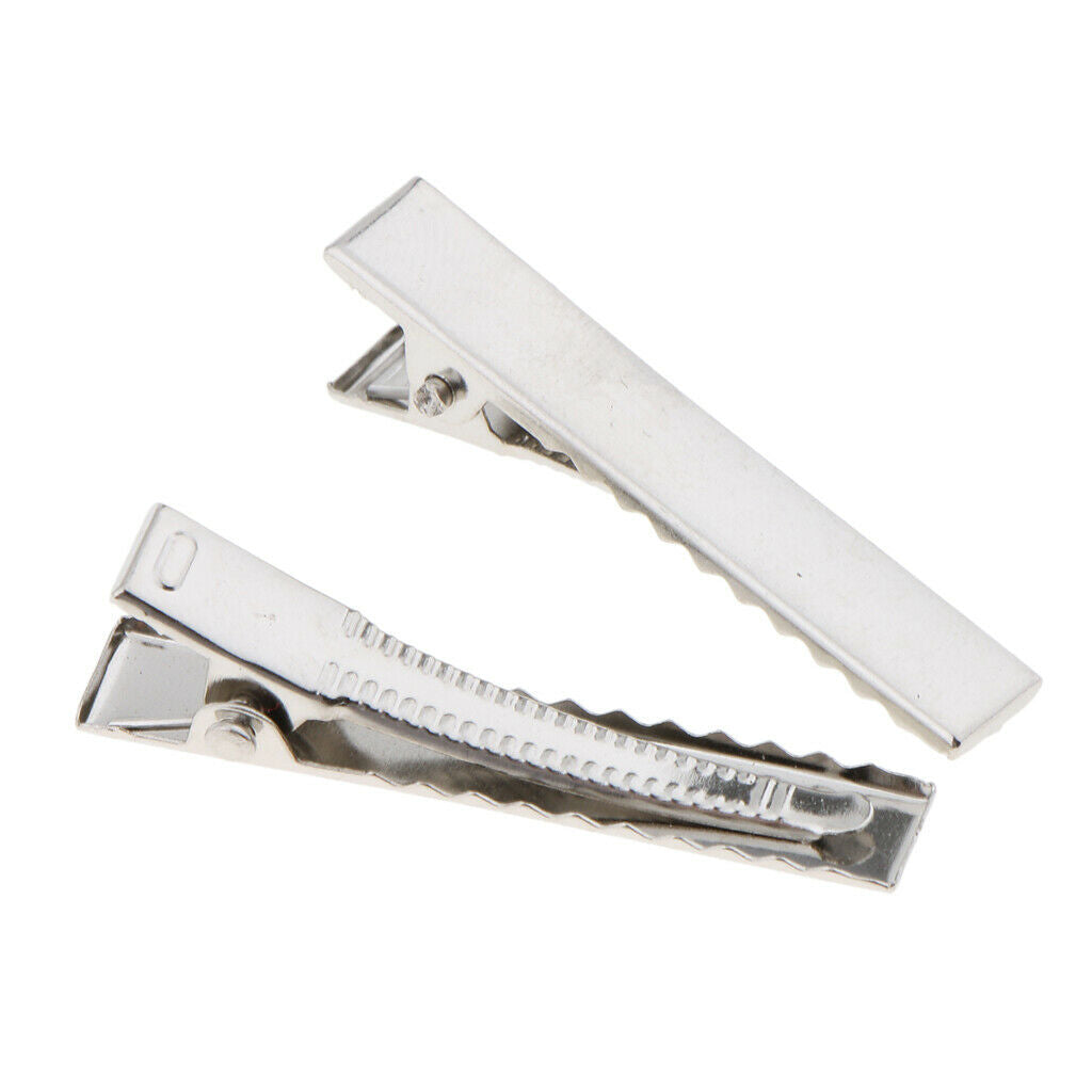 50Pack Hair Clips Pins Prong Pinch DIY Blank Barrette Hair Accessories
