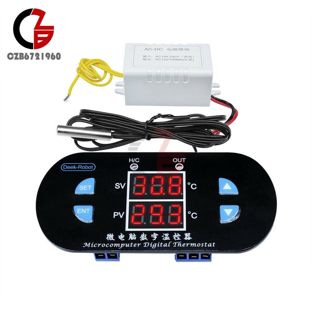 AC 110V/220V 10A Digital Dual LED W1308 Thermostat Temperature Controller Sensor