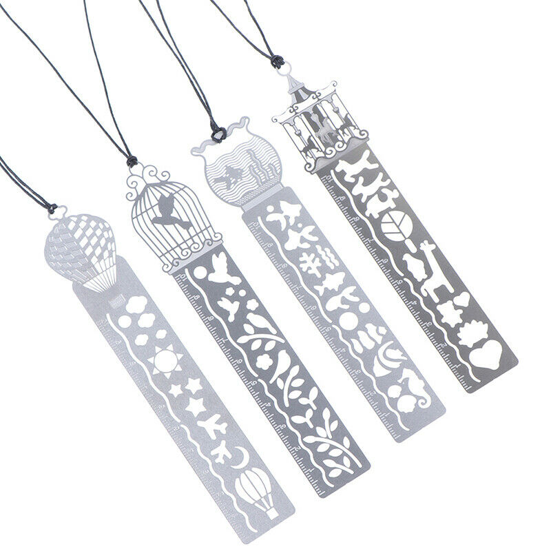 4 pcs/lot  Metal Hollow Clips Bookmark Ruler stationery Student School Su.l8