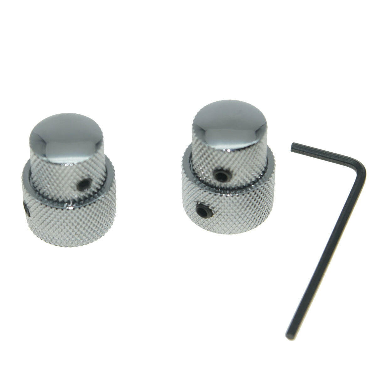 2x Metal Dual Concentric Stacked Control Knobs for Electric Guitar Bass Chrome