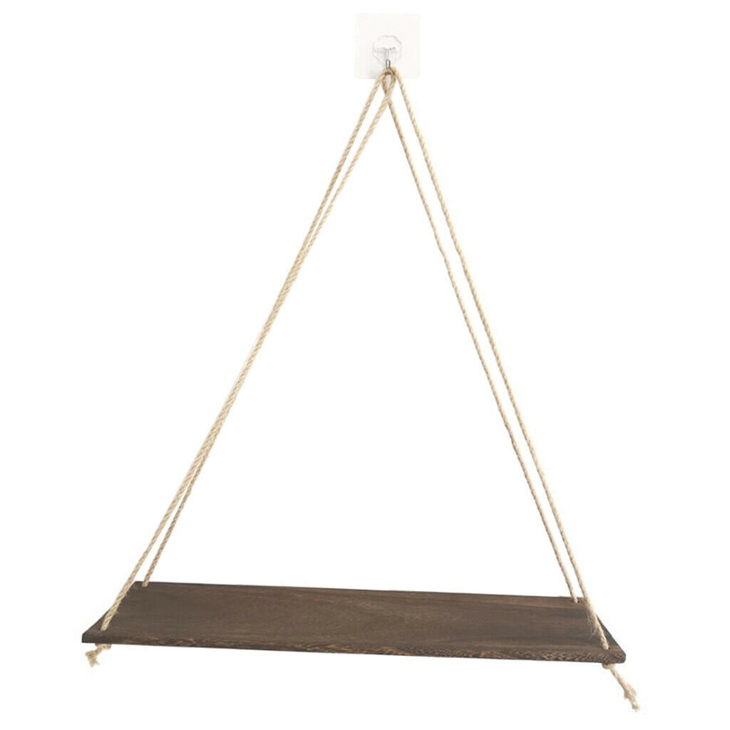 4x Wall Mounted Shelves Flowers Pot Hanging Rack with Rope Decoration Gifts
