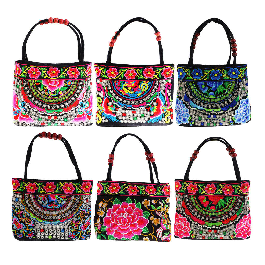 Travel Shoulder Bags in The Shape of A Flower with Hand Embroidery 31x51cm