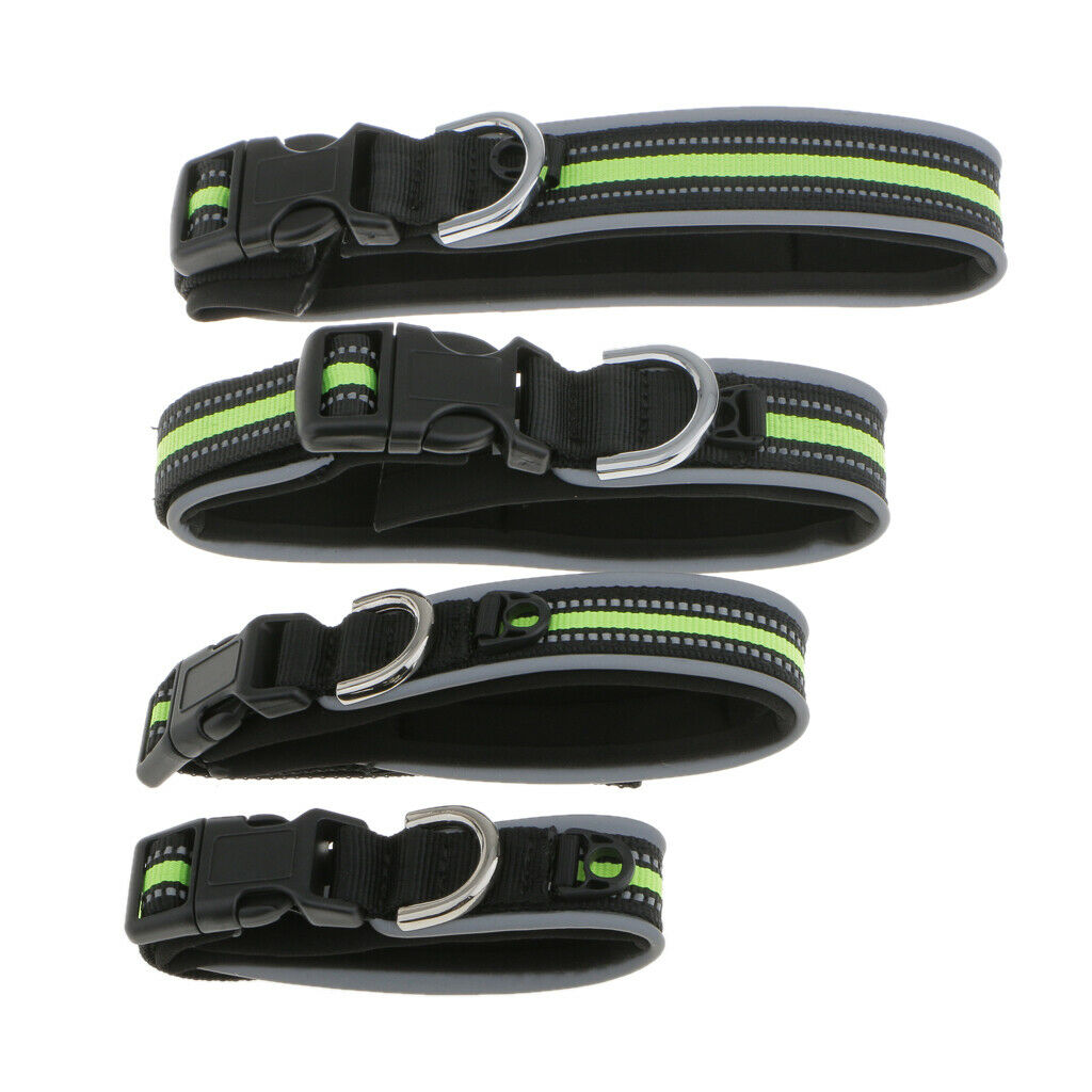Adjustable Reflective Dog Collar Pet Safety Collar Buckle Strap Harness S