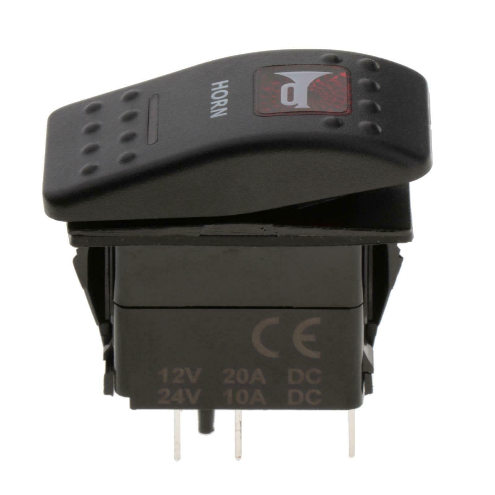 Heavy Duty LED Toggle Horn Switch Momentary ON / Off 5Pin Speaker Button