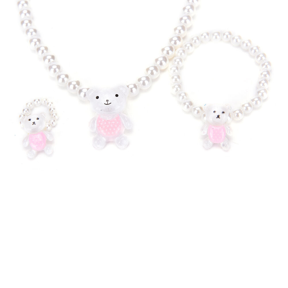 Children Girls Princess Baby Beads Necklace&Bracelet&Ring Set Jewelry Gif.l8