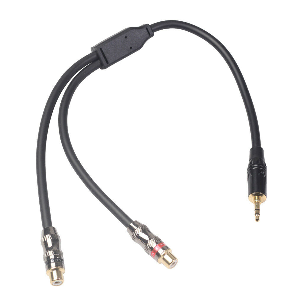3x NEW 12 Inch 3.5mm Stereo Plug To 2 Female RCA Cable Cord Wire Y Splitter