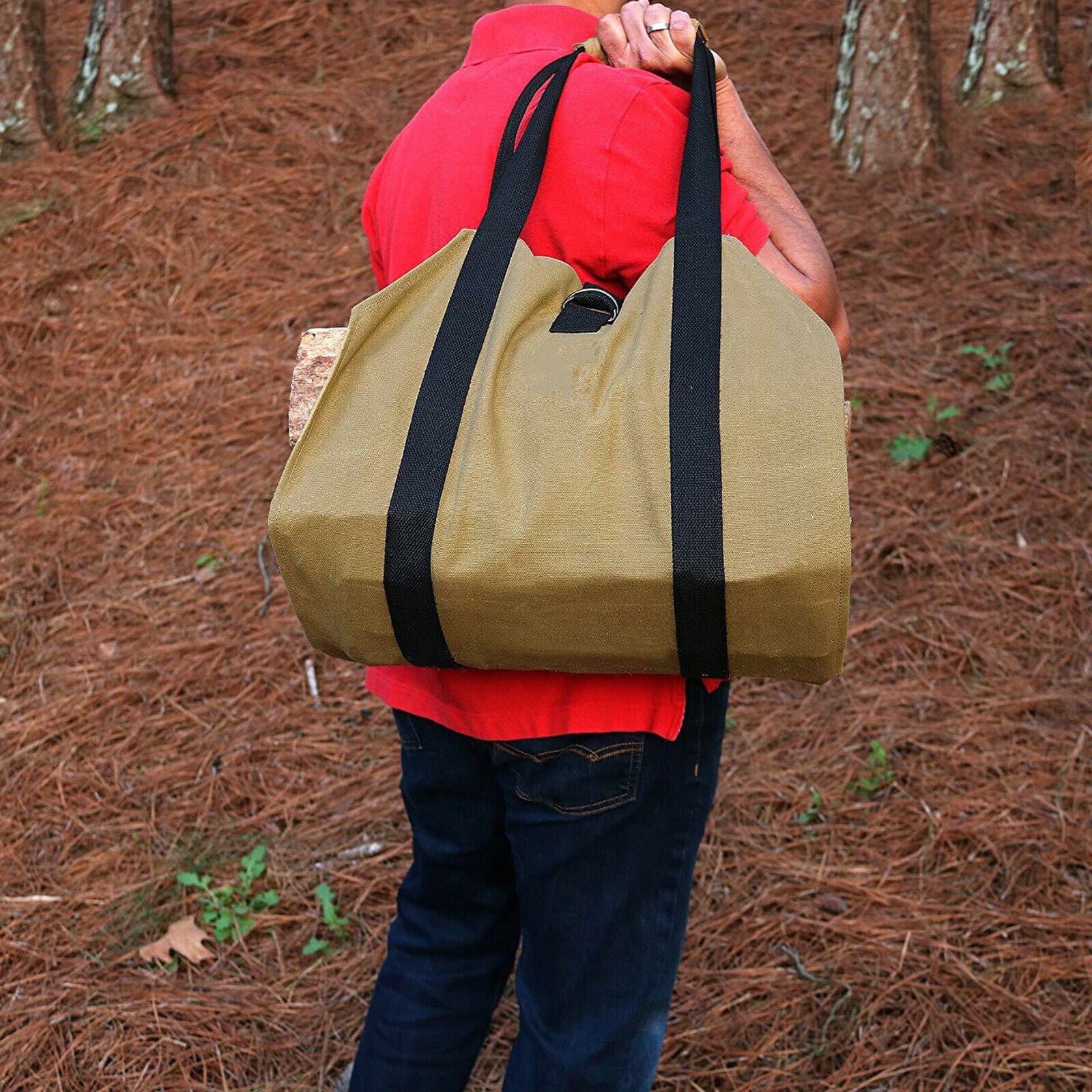 Large Capacity Canvas Log Carrier Bag Outdoor Firewood Holder Best Gifts