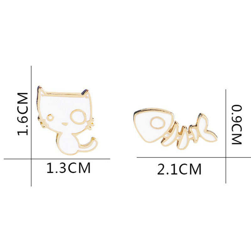 2PCS/Set Cute Cat Fish Bone Brooch Pins DIY Denim Jacket Pin Badge Jewelr.l8
