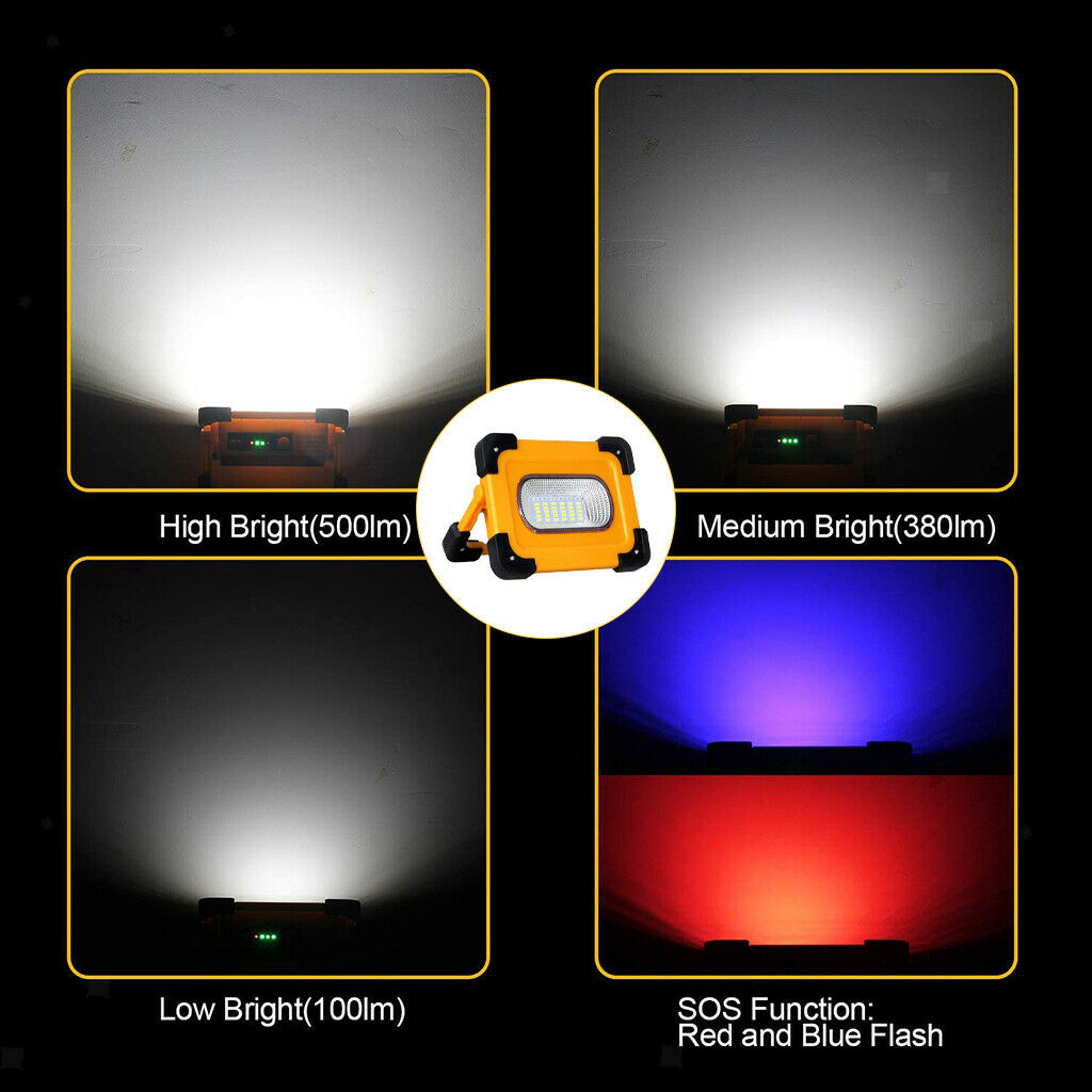 36W Powerful LED Spotlight LED Work Light USB+Solar Hiking Flashlight Torch