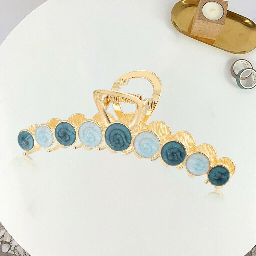 Women Alloy Hair Claw Clip Crystal Hair Jaw Paw Hair Clasps Light Blue Green