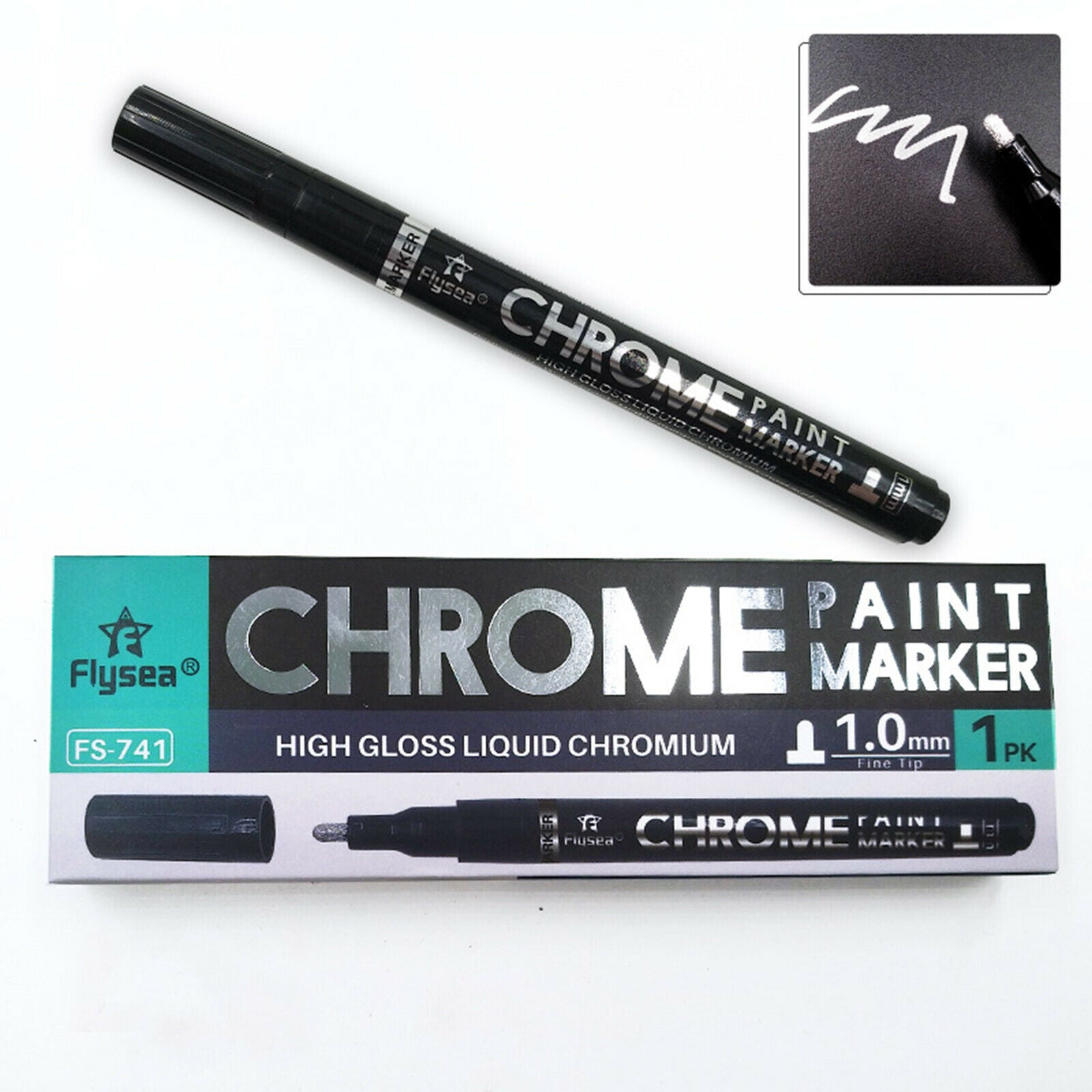 Liquid Chrome Marker Paint Pen Oil-Based Permanent for Metal Glass Plastic