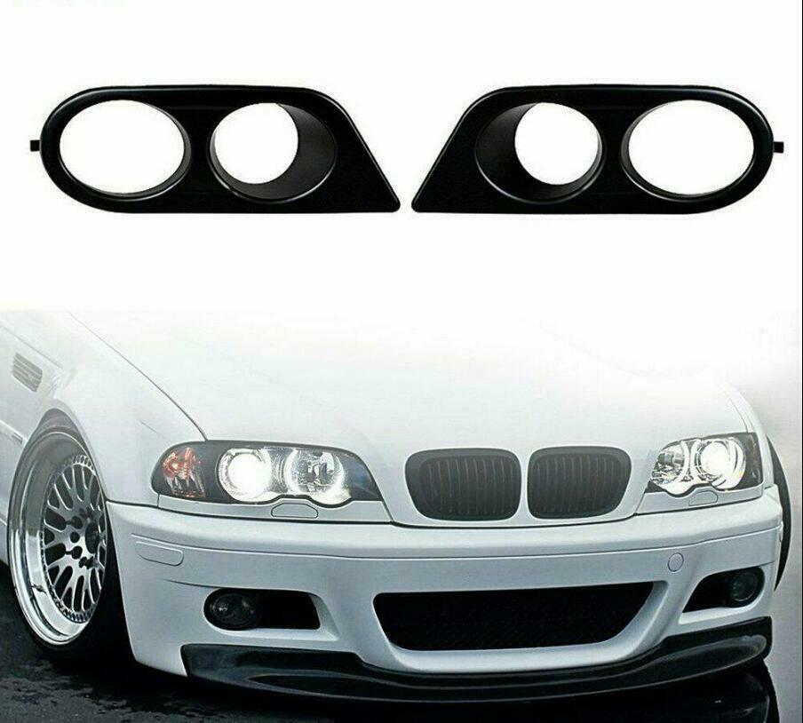 Matte Black Left & Right Front Bumper Fog Light Cover Fits BMW M3 E46 2001-2006