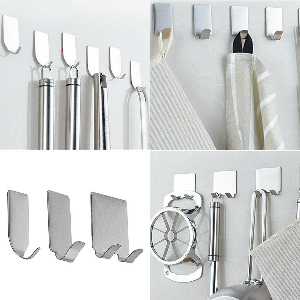 3 Pieces Adhesive Hooks, Heavy Duty Wall Hooks Stainless Steel Waterproof Hanger
