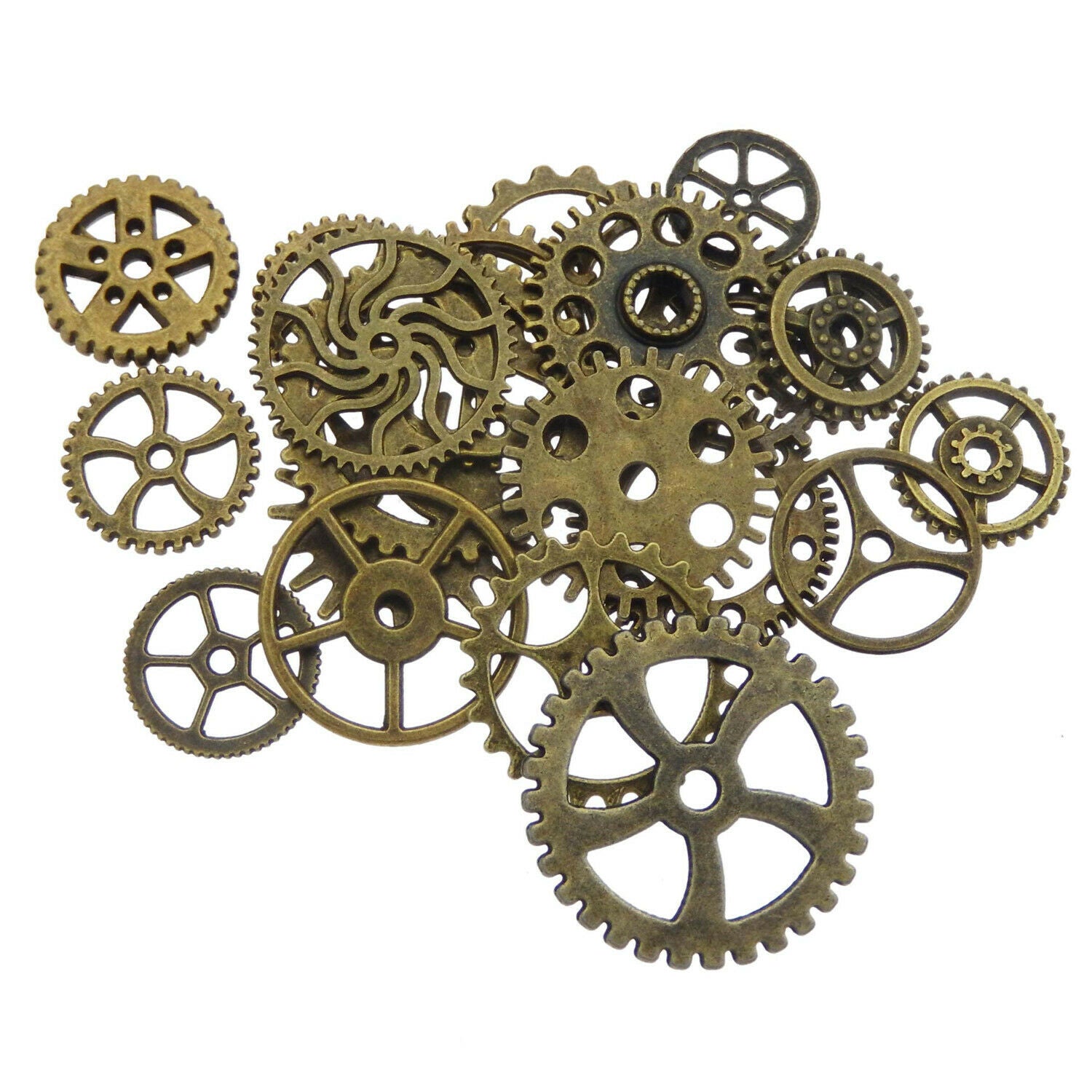 Antiqued Bronze Alloy Mixed Clock Steampunk Gear Pendant Charms 15mm 30mm 40pcs