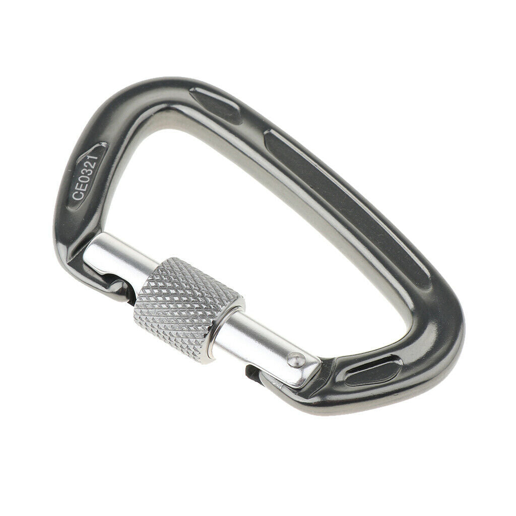 24KN Auto Locking Carabiner Hammock Carabiner Rappelling Climbing Buckle Grey