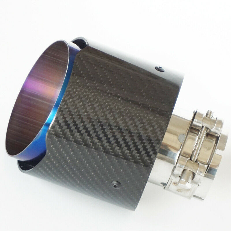 66mm Inlet Roasted Blue Carbon Fiber Steel Car Exhaust Pipe Tail Muffler End Tip