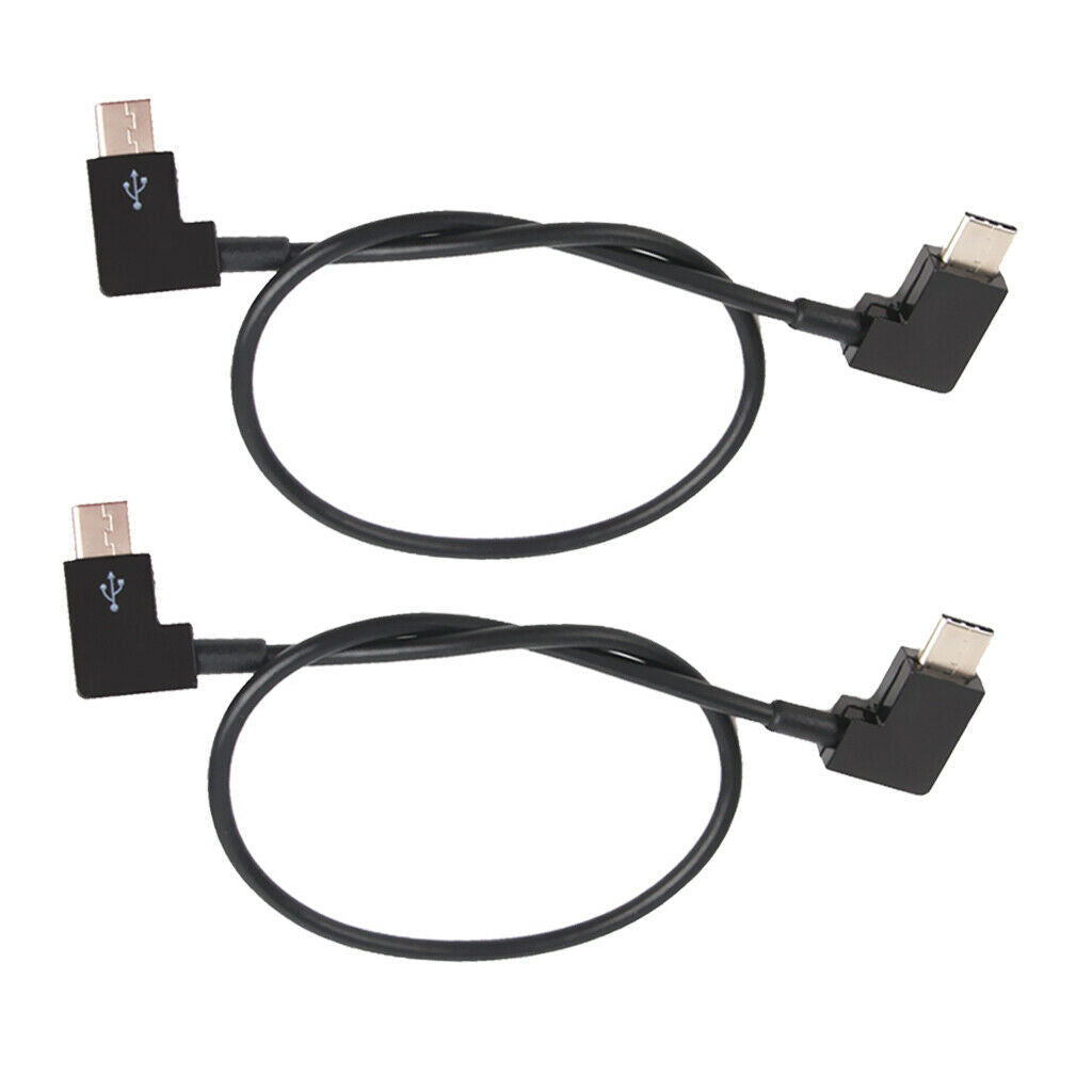 2 Pieces Right Angle USB Type-C Male to Male, Data Sync Extension Cable Short
