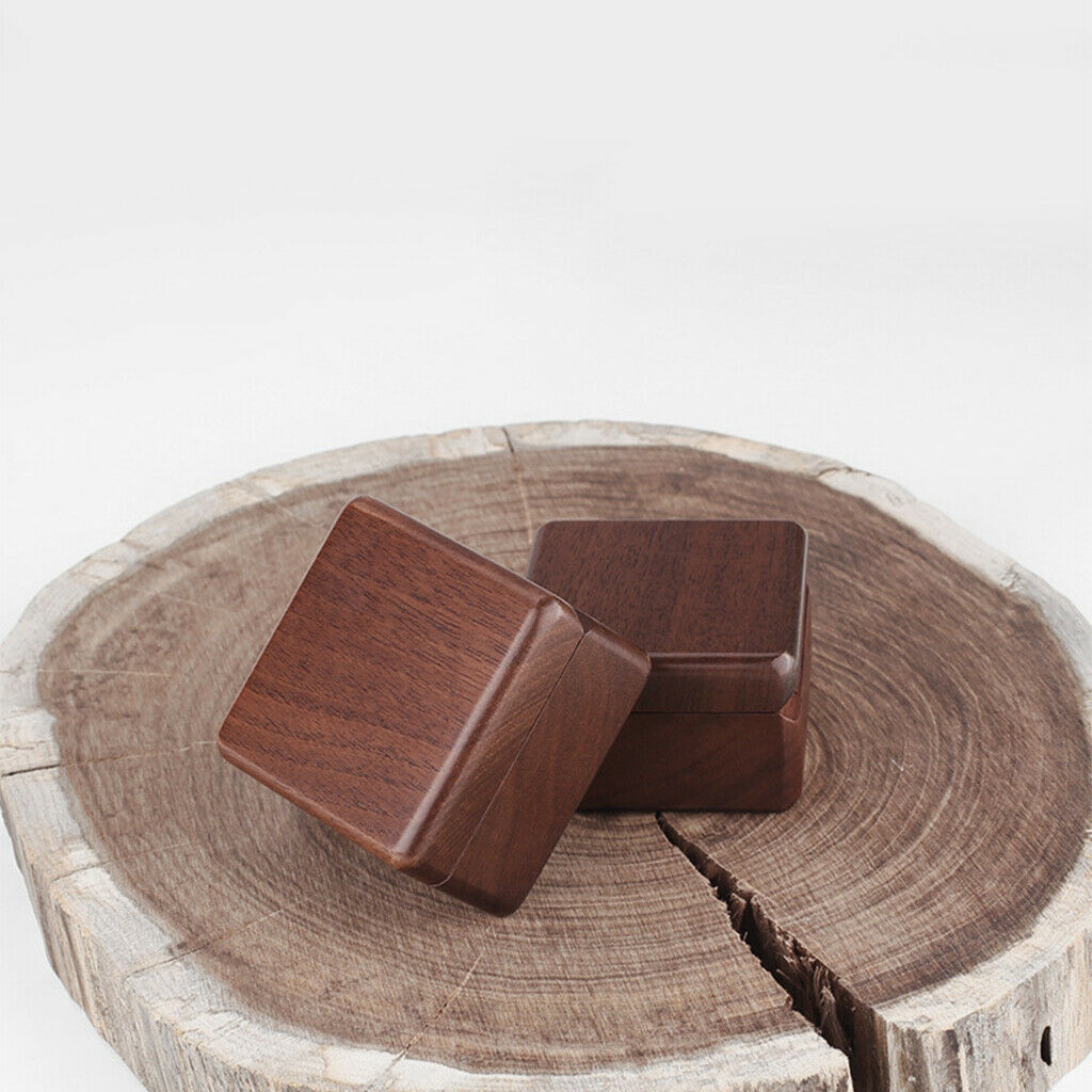 Deluxe Square Walnut Wood Engagement Rings Box Wedding Rings Storage Gifts
