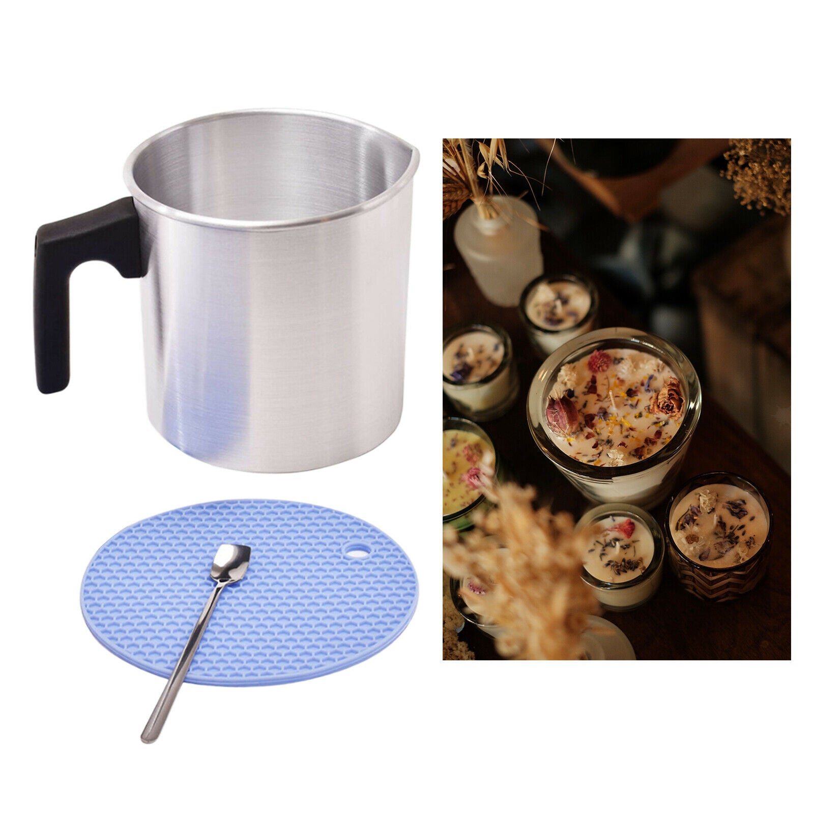 Aluminum Pouring Pot Candle Making Wax Melting Jug Pitcher Soap Crafts Spoon