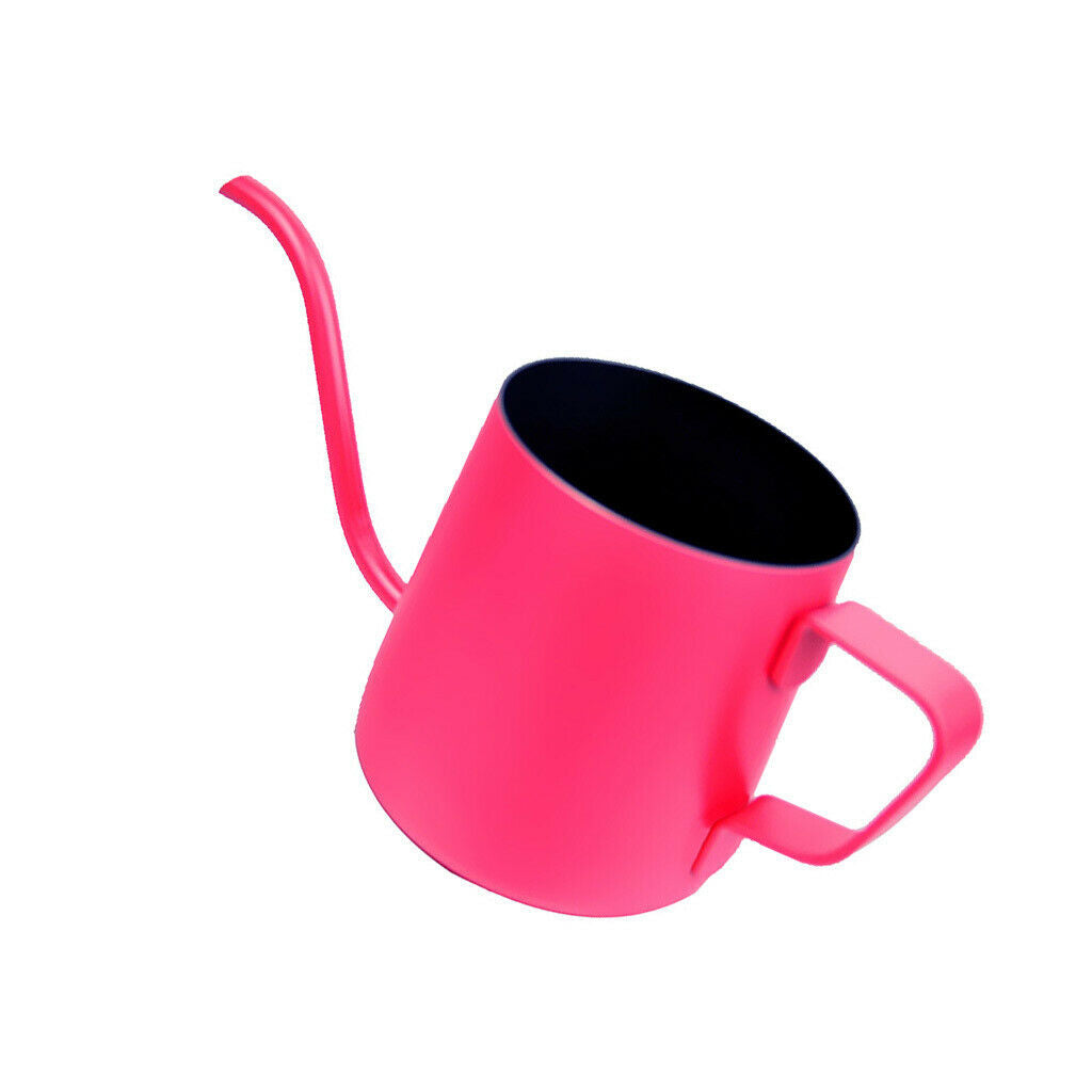 Stainless Steel Pour Over Drip Kettle Narrow Spout Coffee Pot 350ml Rose Red