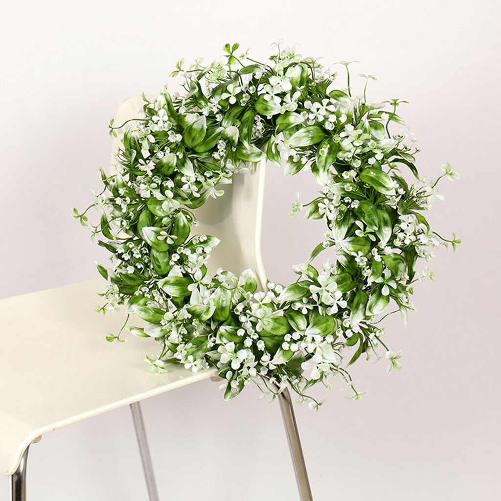 43cm Round Greenery Wreath Garland Farmhouse Front Door Hangings Decorations