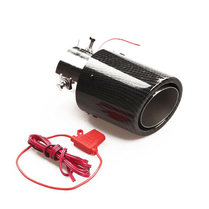 35-61mm Inlet Carbon Fiber Look Car SUV Exhaust Muffler Pipe Tip w/RED LED Light