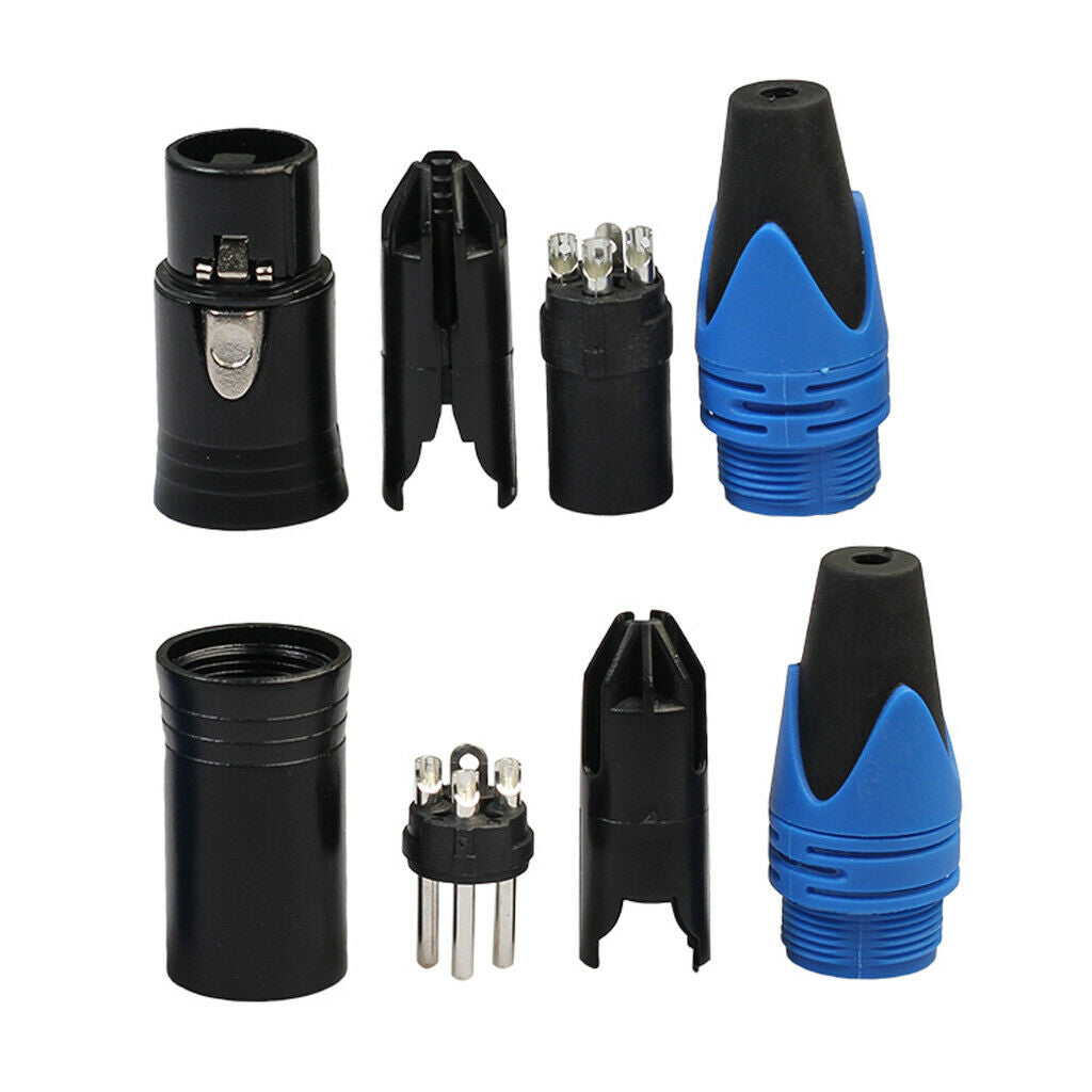 2X 3 Pins XLR Plug Connector Male and Female Microphone Mic Cable Adapter Blue