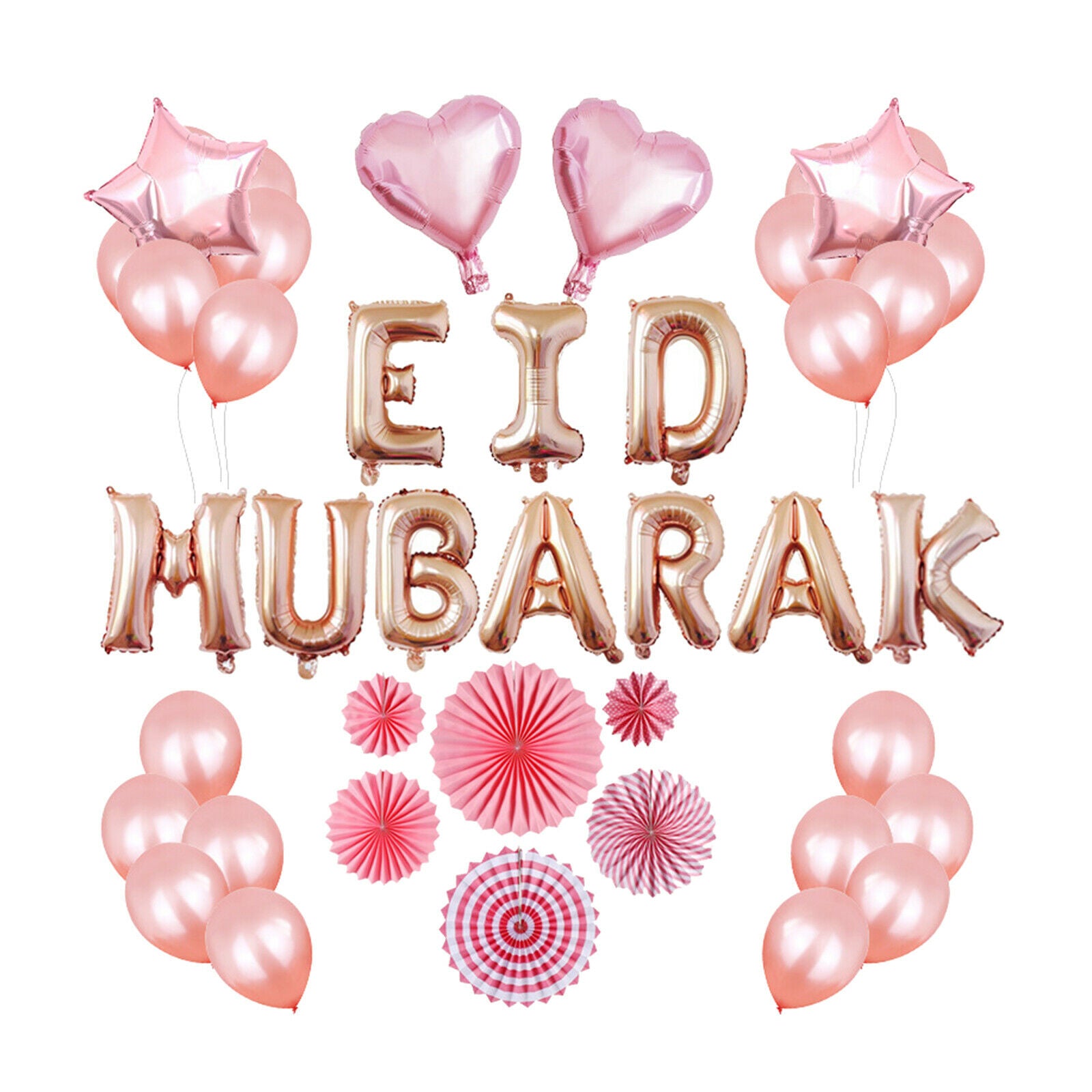 Eid Mubarak Banner Letters Balloons Festival Party Decoration for Home