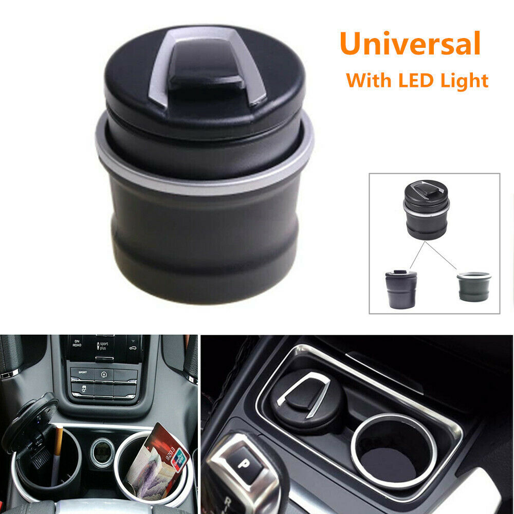 Car SUV Portable Ashtray Cup Holder Tool Cigarette Smoke Remover w/ LED Light