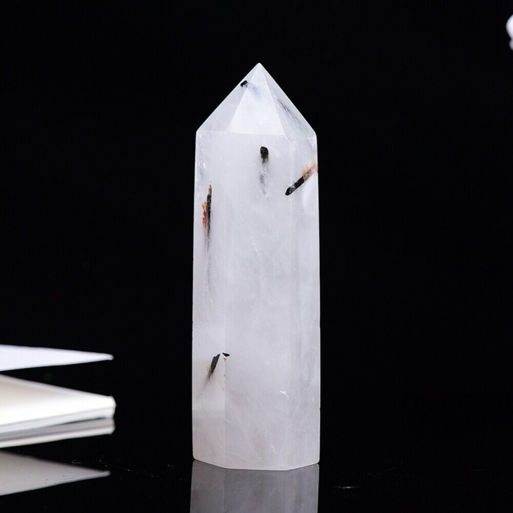 Natural Quartz Obelisk Crystals Tower Point Reiki Healing Hexagonal Wand Gifts