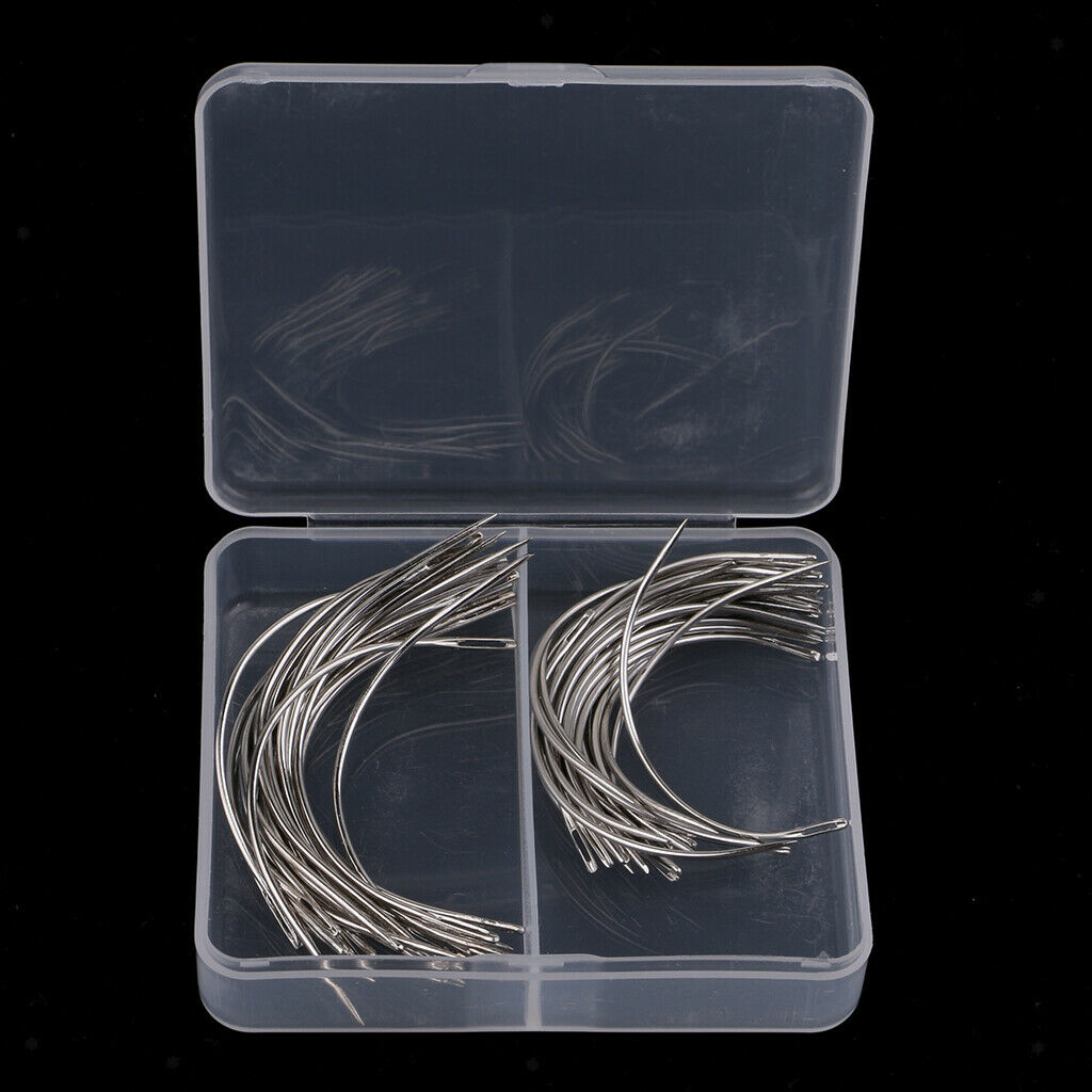 2X Multi-purpose 50 Pieces C Type Weaving Needle Upholstery Curved Needles