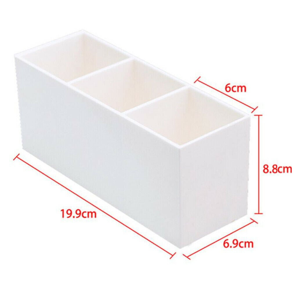 Brushes Lipstick Nail Polish Eye-Makeup Pencil Holder 3 Slots Organizer White