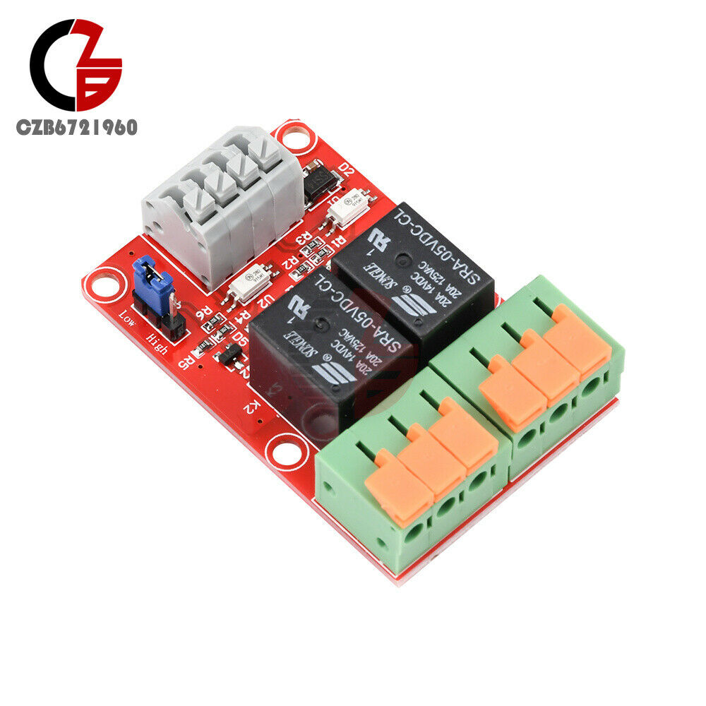 New 5V 20A 2 Channel Relay Control Module Support High And Low Voltage Trigger
