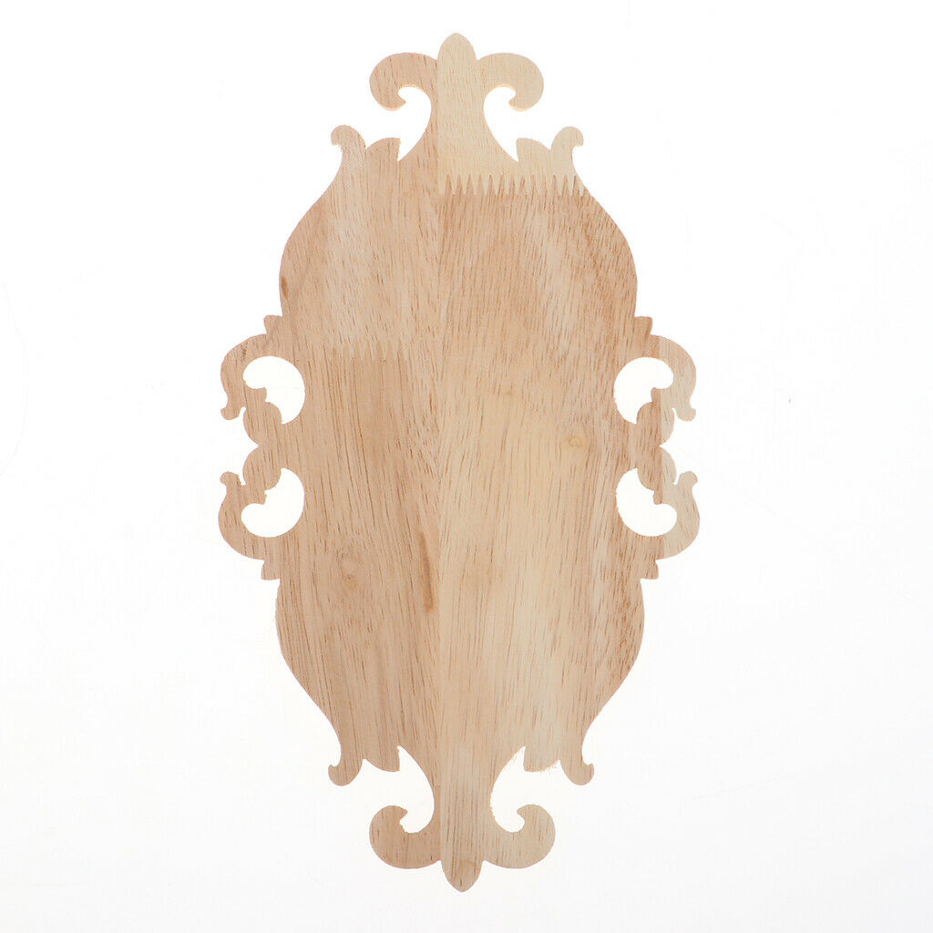 Unpainted Wood Carved Corner Applique Frame Wall Furniture Decor