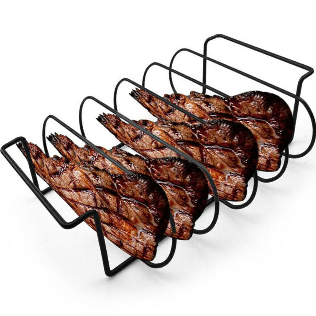 Iron BBQ Rib Rack for Grilling Barbecuing Smoking Gas Smoker Charcoal Grill