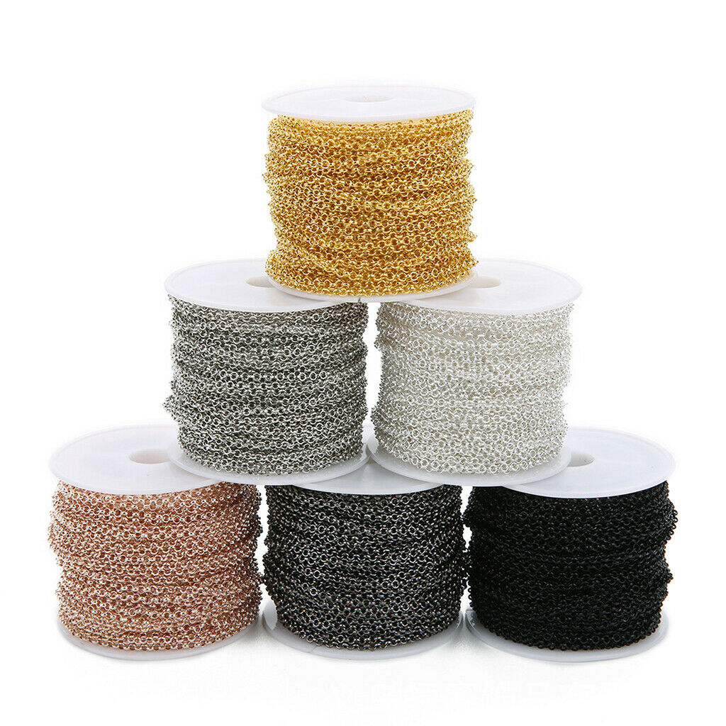 10 Yards/Roll 2mm  White Tone Stainless Steel Bulk Necklace Extender Chain Link
