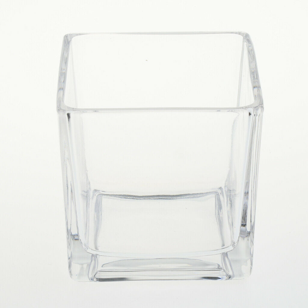 Square Transparent Glass Bowl Clear Vase Fish Turtle Tank Jar Wedding Decor