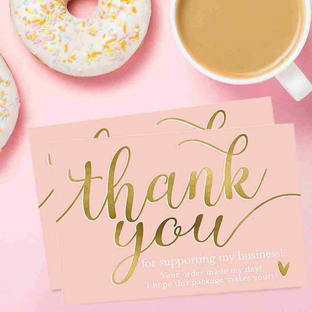 50 Pcs Pink Thank You Card Businesses Greetings Card Praise For Small NEW
