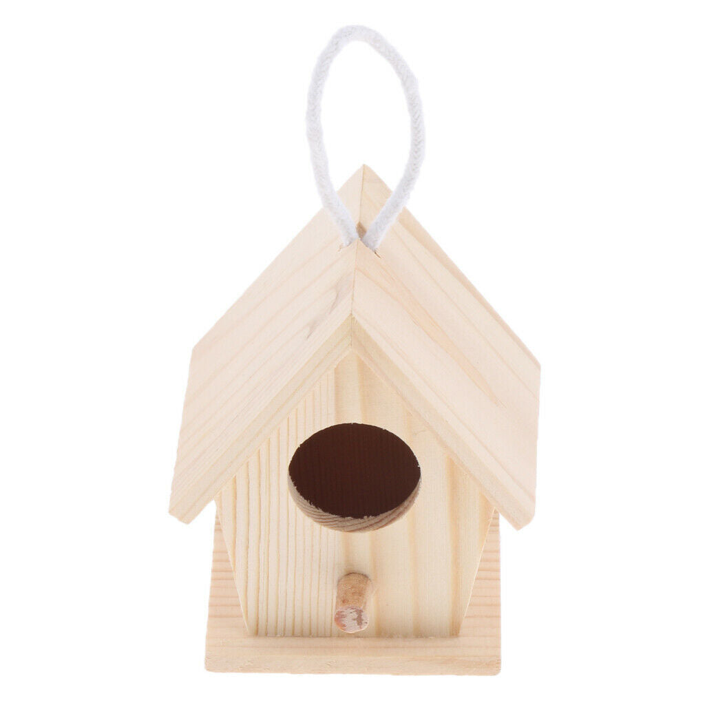 Swing Unfinished Wood Birdhouse Parrot Stand Perch Cage for Indoors Outdoors