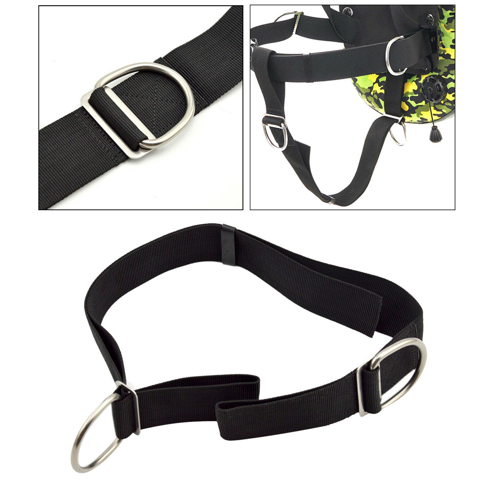 Tech Dive Harness Crotch Strap with Loop 2inch Universal Divers Gear Black