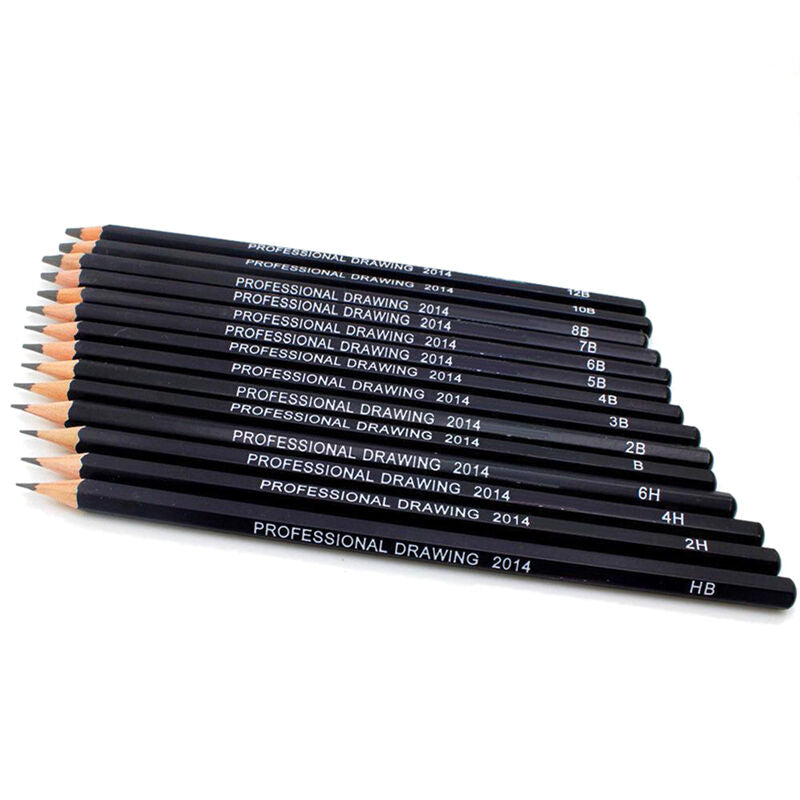 Set Of 14 Sketch Art Drawing Pencil Sketching Oil Base Artist Sketch Soft *u SJ