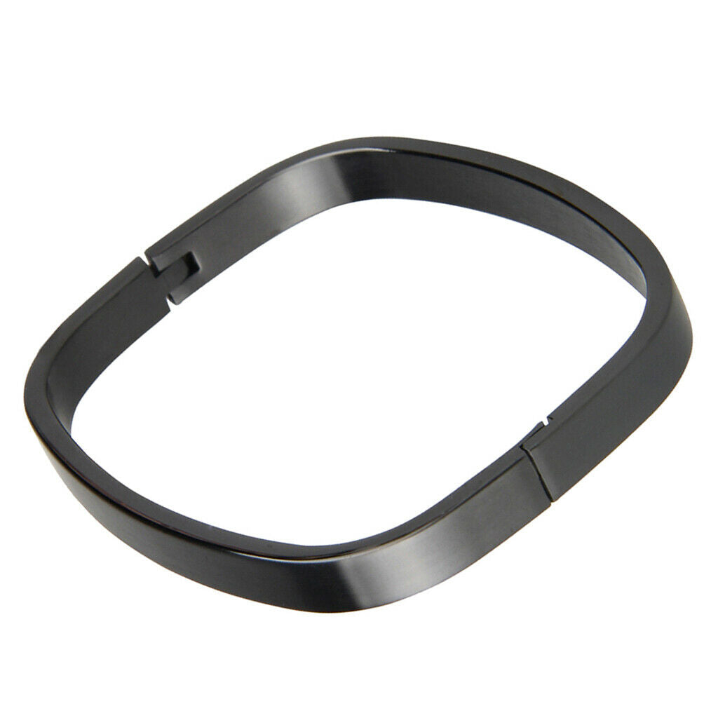 Stainless Steel Couples Bracelet Cuff Bangle Square Wristband Black 6mm