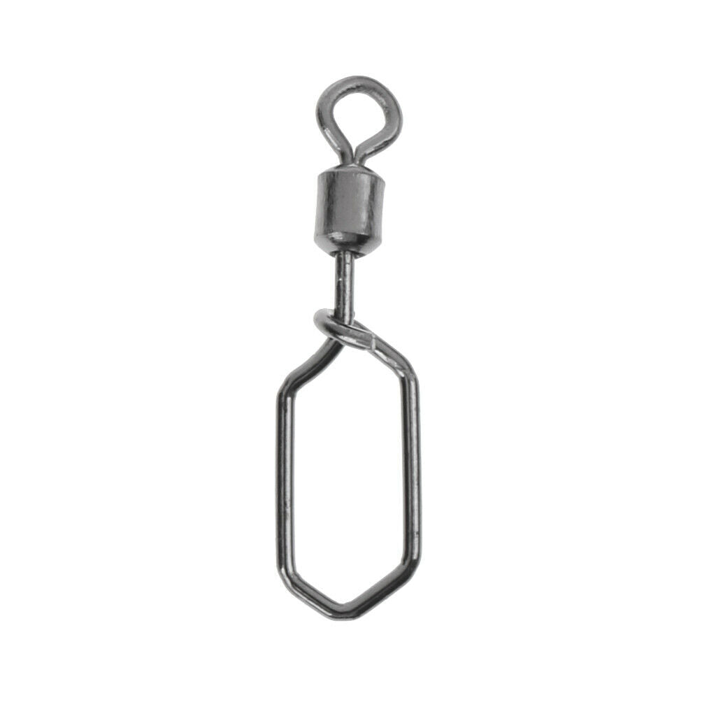 50Pcs Fishing Rolling Swivels with Square Snap Fishing Tackle Connector 10#