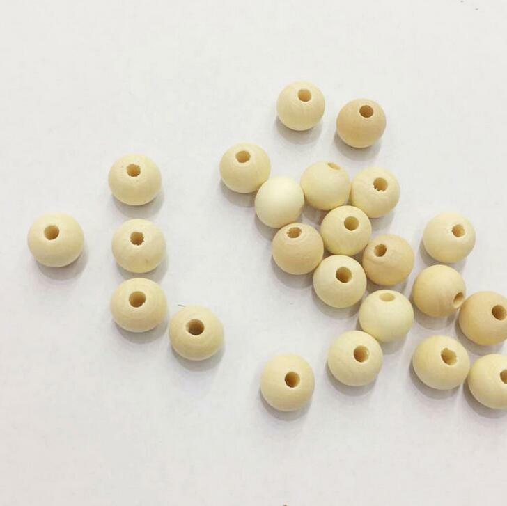 100X Natural color Wooden Bead Round Baby Pacifier Clip Jewelry Accessories 12mm