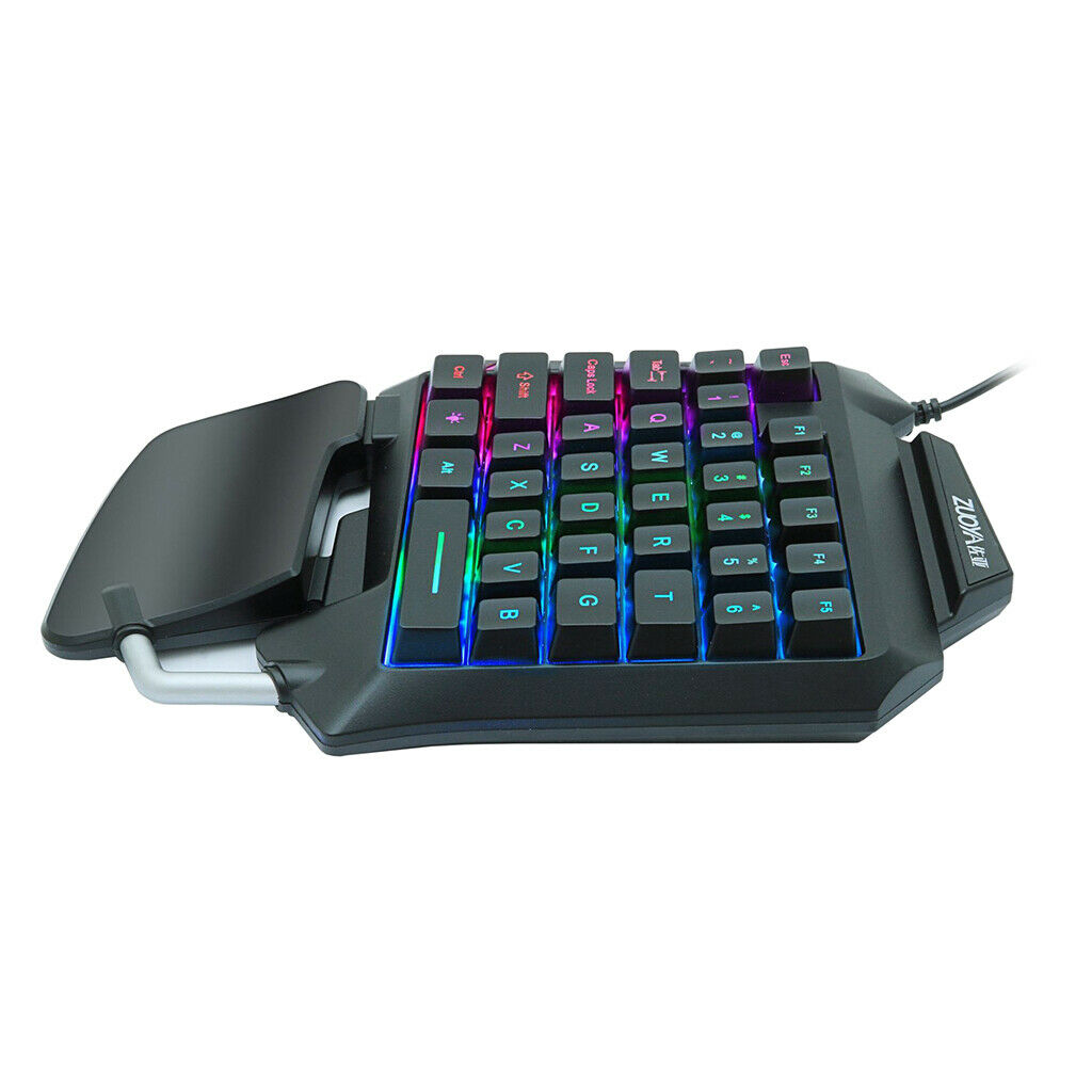 One-Hand Small Gaming Keyboard with Palm Rest 35 Keys RGB Colorful Backlight