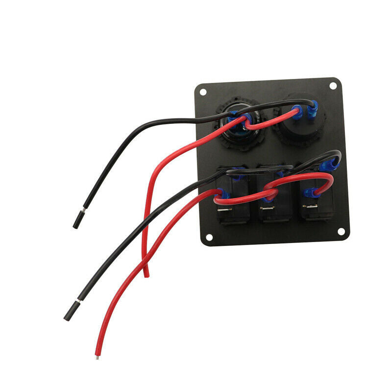 3 Gang Switch Panel 12V/24V Car Boat Yacht Red LED Rocker Breaker Control QC3.0