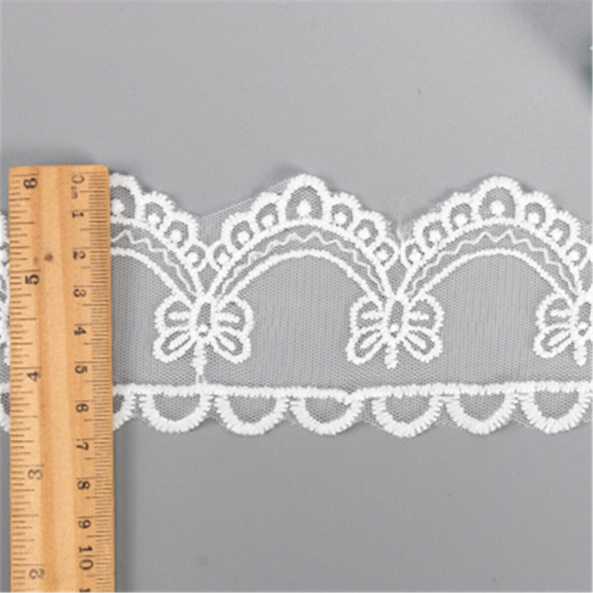 2 Yards Embroidered Butterfly Flower Lace Edge Trim Lace Ribbon Sewing DIY Craft